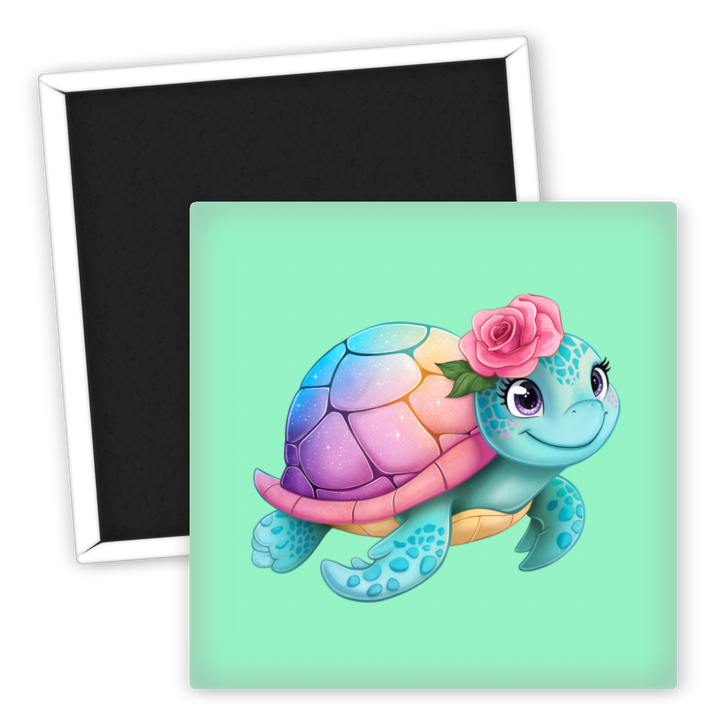 Zum Produkt Kühlschrankmagnet bunte Schildkröte mit Blumenmotiv