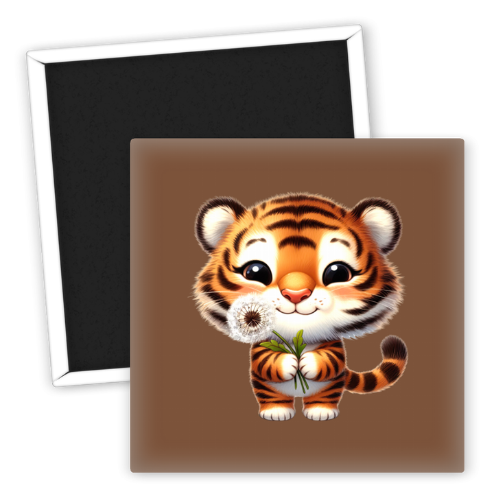 Zum Produkt Kühlschrankmagnet Tiger mit Pusteblume niedliches Tiermotiv