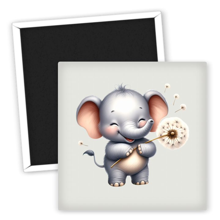 Zum Produkt Süßer Elefant Kühlschrankmagnet mit Pusteblume aus Holz