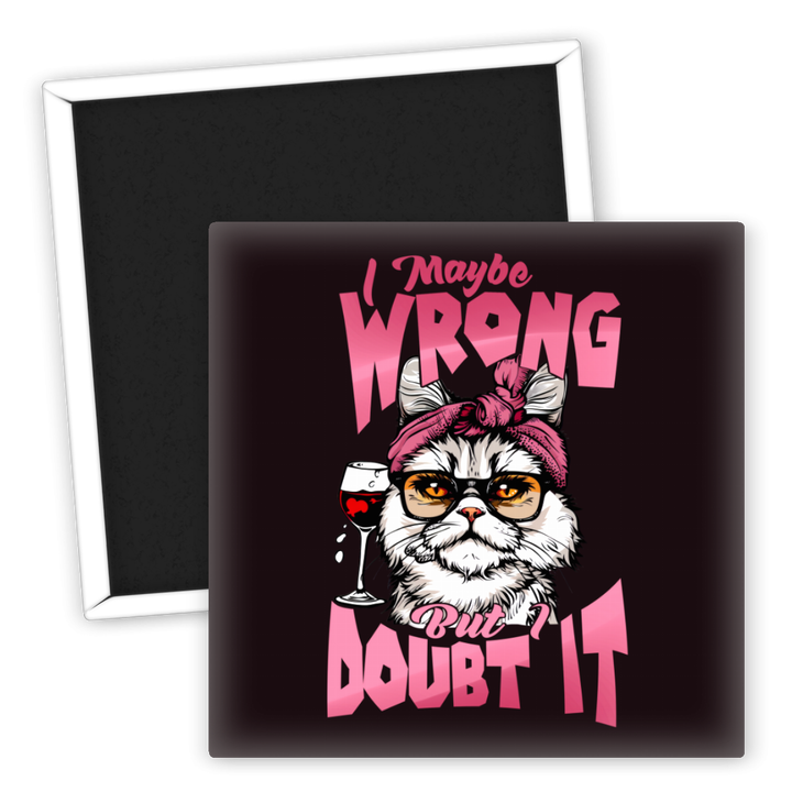Zum Produkt Kühlschrankmagnet Katze mit Sonnenbrille und Weinmotiv