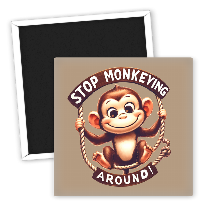 Zum Produkt Kühlschrankmagnet lustiger Affe Stop Monkeying Around Tiere