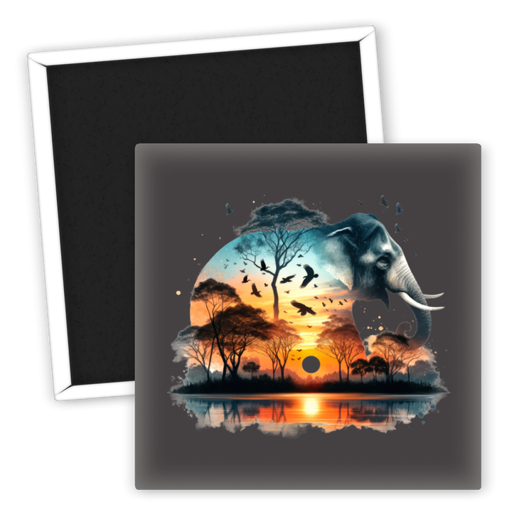 Zum Produkt Kühlschrankmagnet Elefant Sonnenuntergang Tiermotivation