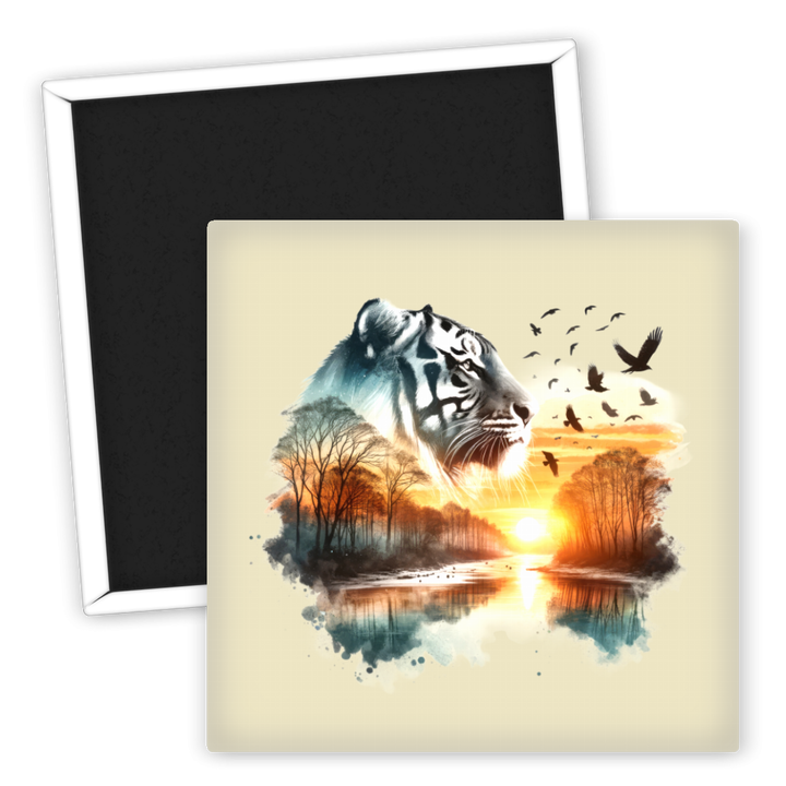 Zum Produkt Kühlschrankmagnet Tiger Sonnenuntergang Naturkunst dekorativ