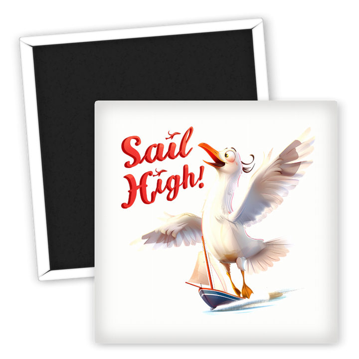 Zum Produkt Kühlschrankmagnet Tier Motiv Seemöwe mit Segelboot