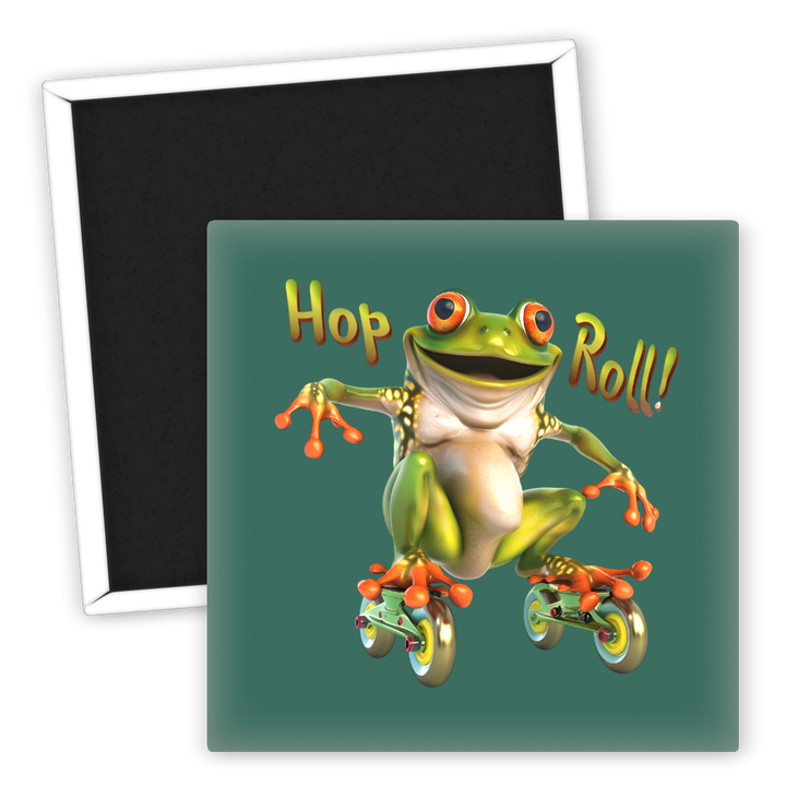 Zum Produkt Kühlschrankmagnet Frosch mit Roller Hops und Roll Spaß für Tierliebhaber