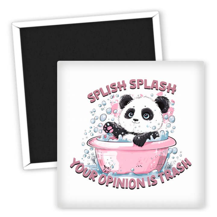 Zum Produkt Niedlicher Panda Kühlschrankmagnet mit Spruch und Wasserblasen