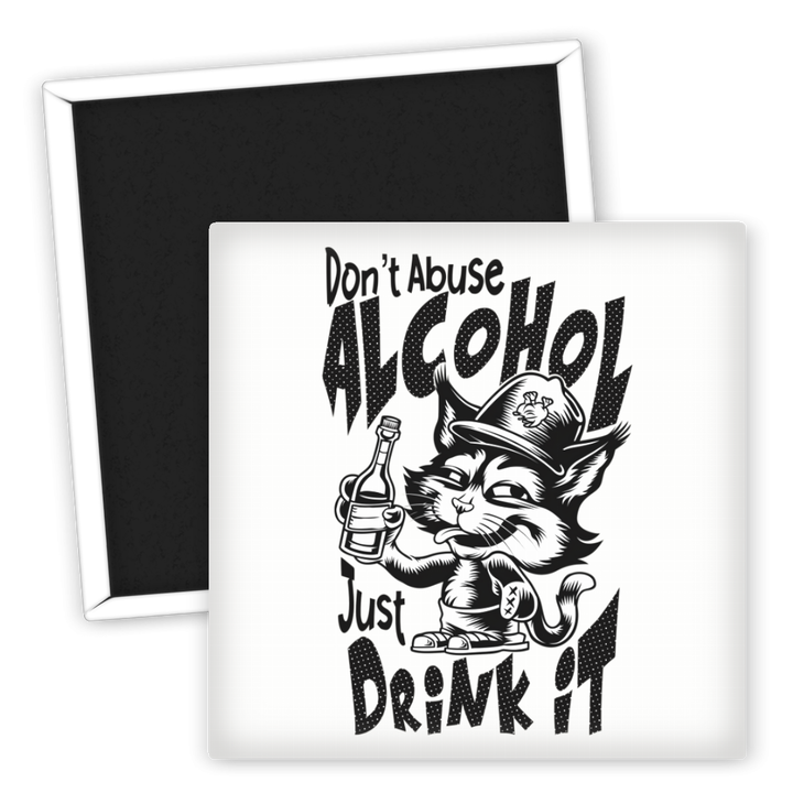 Zum Produkt Kühlschrankmagnet Katze lustig Alkohol Motiv Tiere