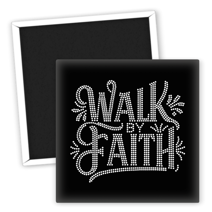 Zum Produkt Kühlschrankmagnet Walk by Faith schwarz weiß Motiv Glauben