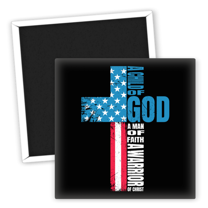 Zum Produkt Kühlschrankmagnet Kind Gottes Glauben Krieger Christi Design