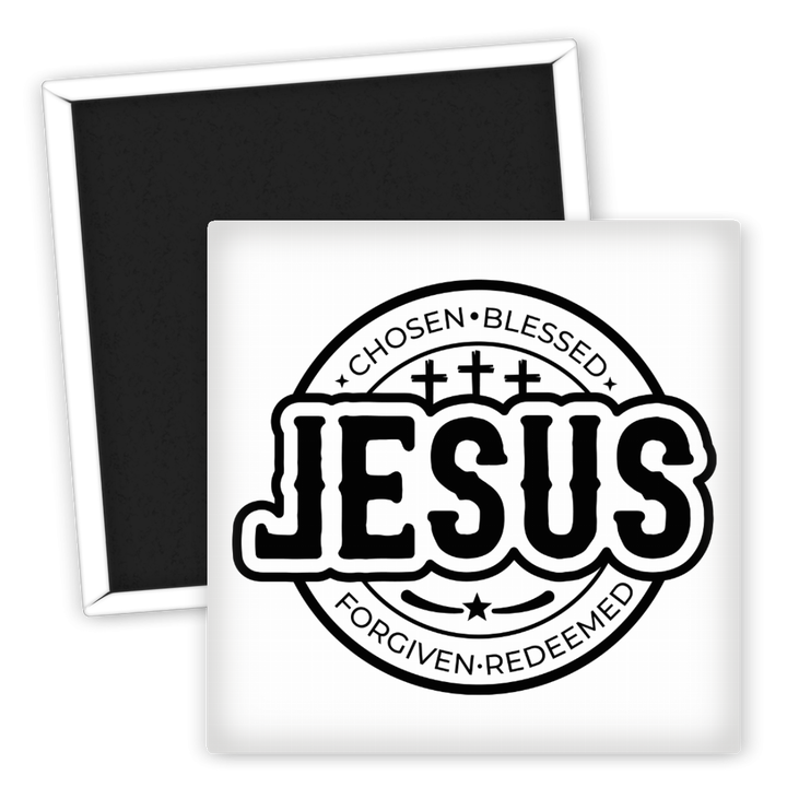 Zum Produkt Kühlschrankmagnet Jesus Glaube Chosen Blessed Forgiven Redeemed