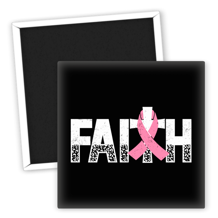 Zum Produkt Kühlschrankmagnet Glaube Faith mit pinkem Band und Leopardenmuster