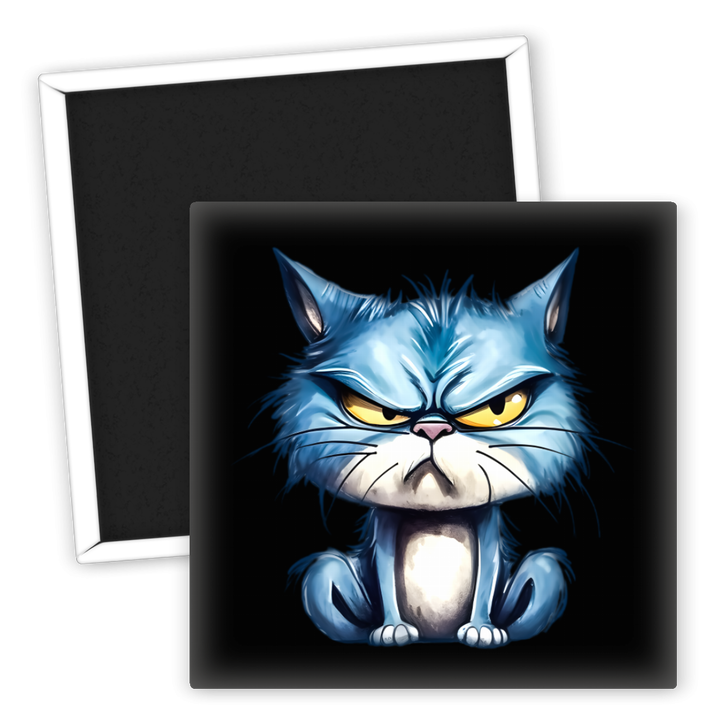 Zum Produkt Katzenmagnet wütende blaue Katze für Katzenliebhaber