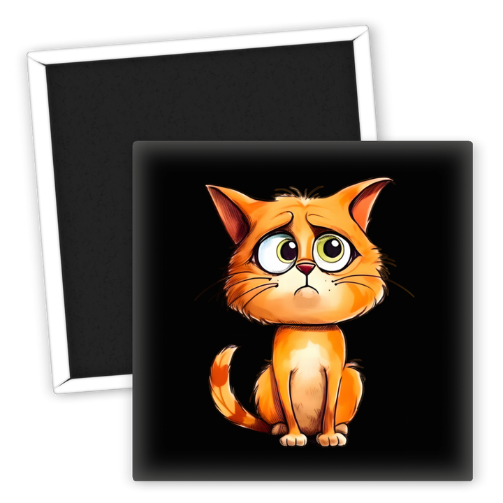 Zum Produkt Katzenliebhaber Kühlschrankmagnet süße orange Katze traurig