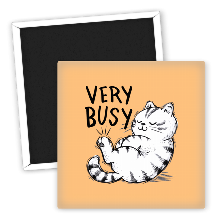 Zum Produkt Kühlschrankmagnet Katzenmotiv Very Busy für Katzenliebhaber