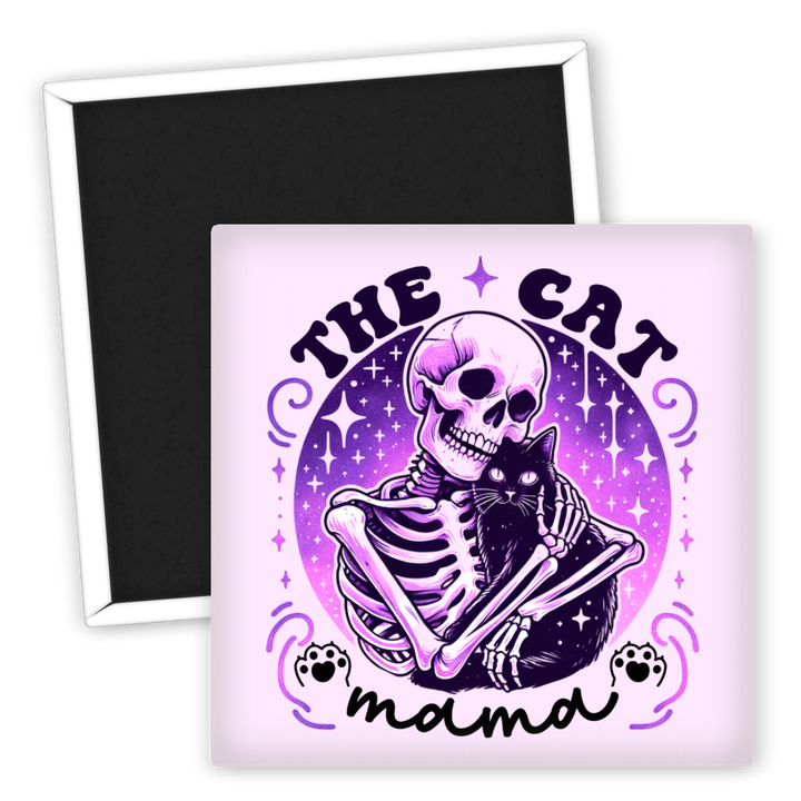 Zum Produkt Kühlschrankmagnet Katze Mama mit Skelett Motiv für Katzenliebhaber