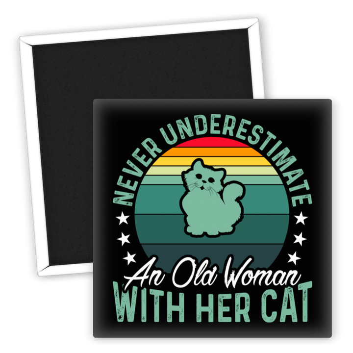 Zum Produkt Kühlschrankmagnet für Katzenliebhaber alte Frau mit Katze