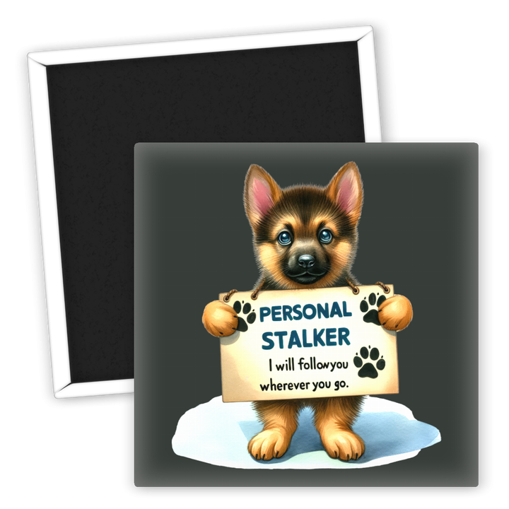 Zum Produkt Kühlschrankmagnet für Hundeliebhaber Personal Stalker Motiv