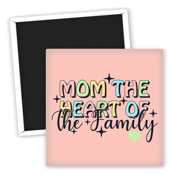 Zum Produkt Kühlschrankmagnet Mom das Herz der Familie in buntem Design