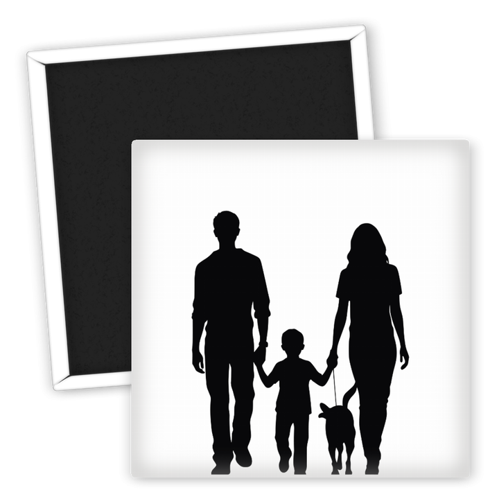 Zum Produkt Kühlschrankmagnet Familie mit Kind und Hund Silhouette