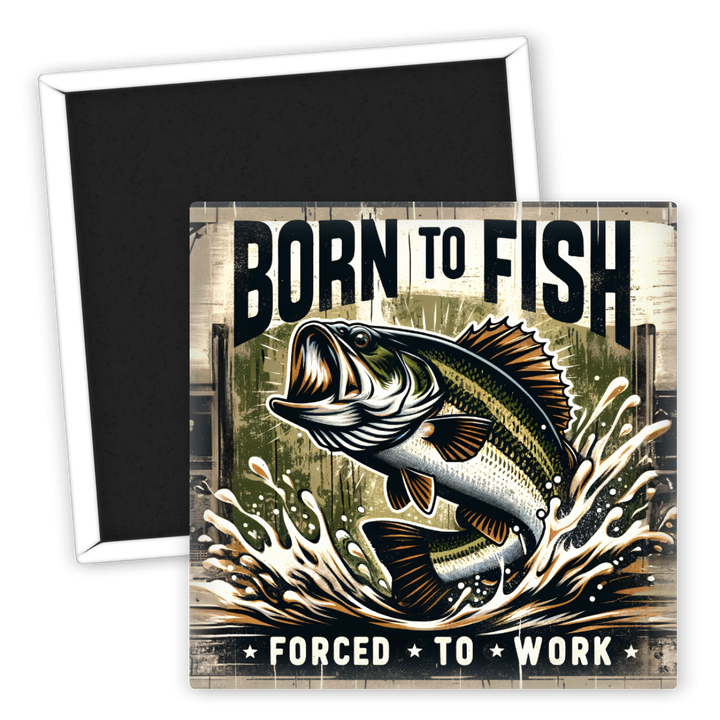 Zum Produkt Kühlschrankmagnet Angeln Born to Fish Forced to Work Design