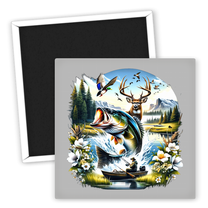 Zum Produkt Kühlschrankmagnet Angeln mit Fisch und Naturmotiv 50mm