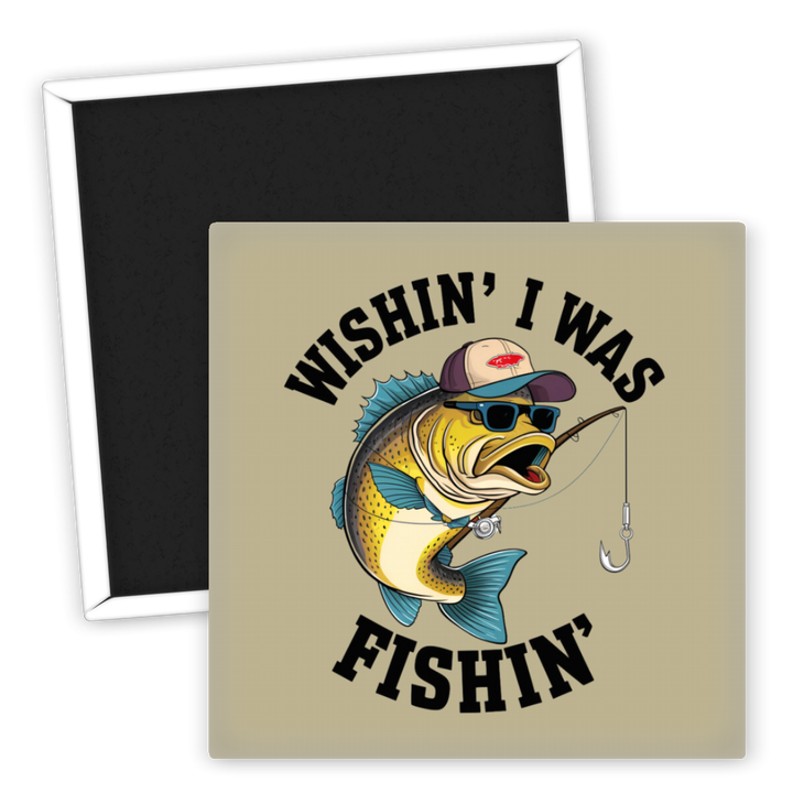 Zum Produkt Kühlschrankmagnet Anglermotiv Wishing I Was Fishin’  für Angler