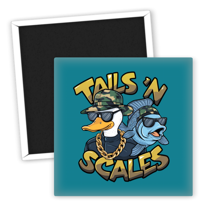 Zum Produkt Kühlschrankmagnet Angeln Tails'n Scales lustiger Fisch Entwurf