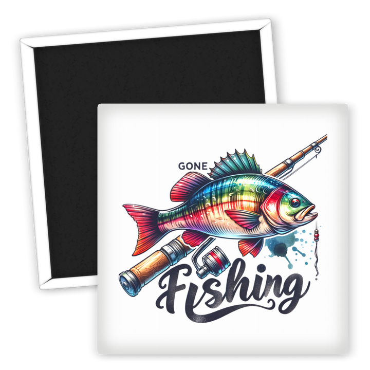 Zum Produkt Kühlschrankmagnet Angeln Motiv Bunt Fisch Gone Fishing