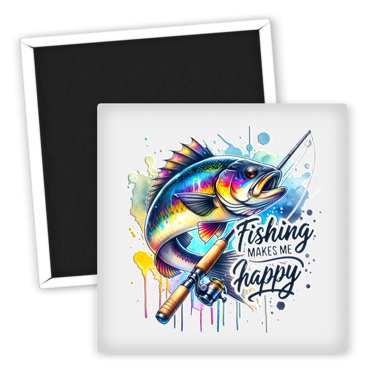 Zum Produkt Kühlschrankmagnet Angeln Motiv Fishing Makes Me Happy