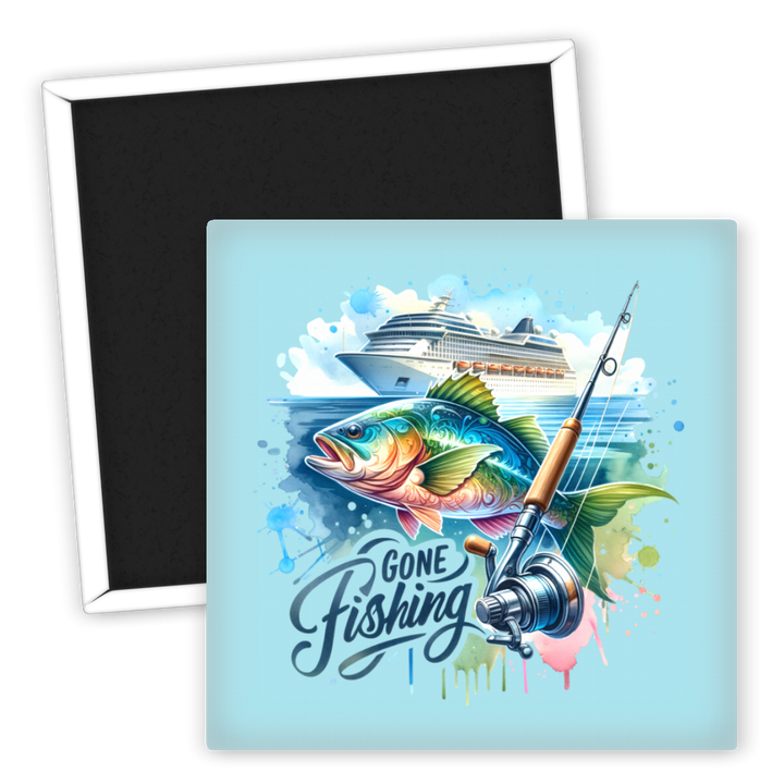 Zum Produkt Kühlschrankmagnet Angeln Gone Fishing mit buntem Fischmotiv