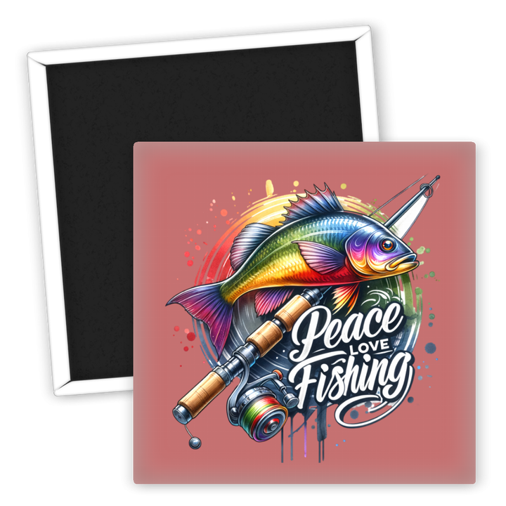 Zum Produkt Kühlschrankmagnet Peace Love Fishing Angeln mit Fischmotiv