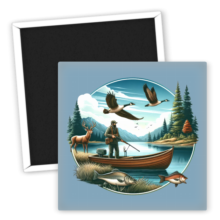 Zum Produkt Kühlschrankmagnet Angeln Fischer Boot Naturmotiv Kunst