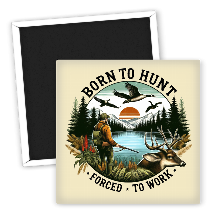 Zum Produkt Kühlschrankmagnet Angeln Motiv Natur Born to Hunt