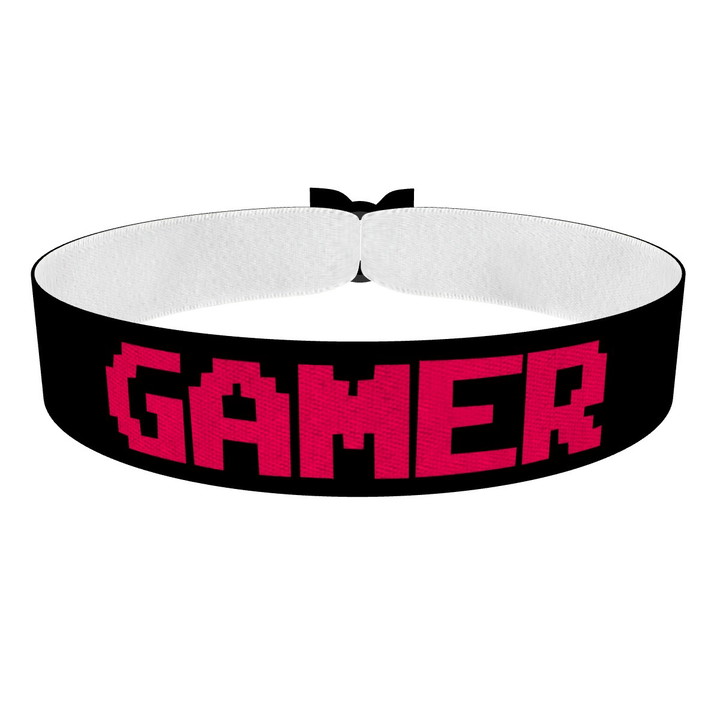 Zum Produkt Gamer schwarz/pink Stoffarmband