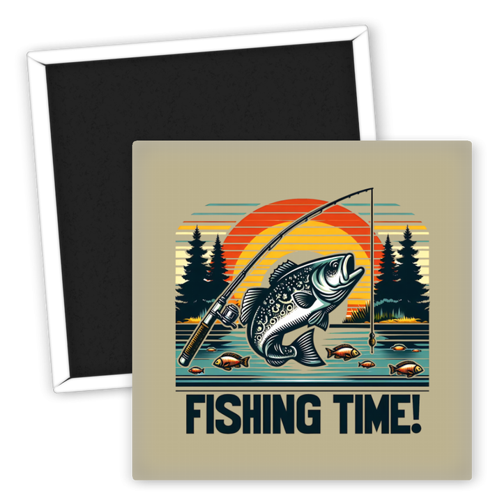 Zum Produkt Kühlschrankmagnet Angeln mit Fisch und Angelmotiv grafisch