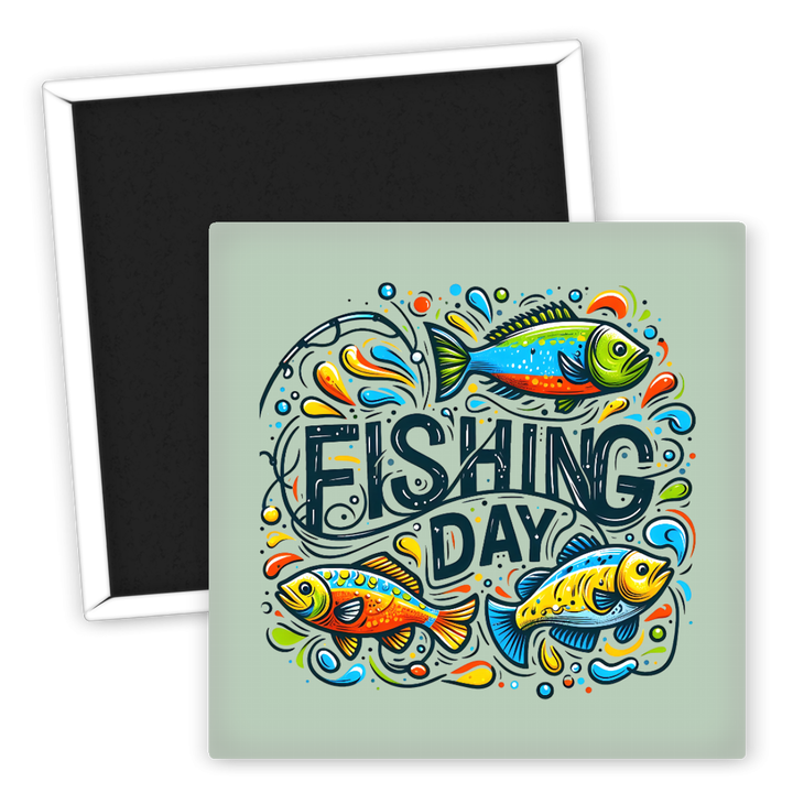 Zum Produkt Kühlschrankmagnet Angeln Fishing Day bunte Fisch Motive