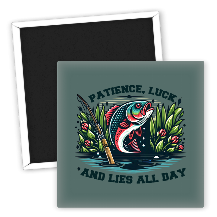 Zum Produkt Kreativer Kühlschrankmagnet Angeln Patience Luck Lies All Day