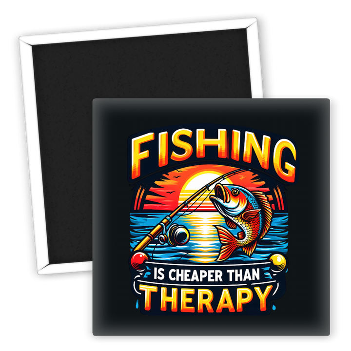 Zum Produkt Kühlschrankmagnet Angeln Motiv Fishing is Cheaper than Therapy