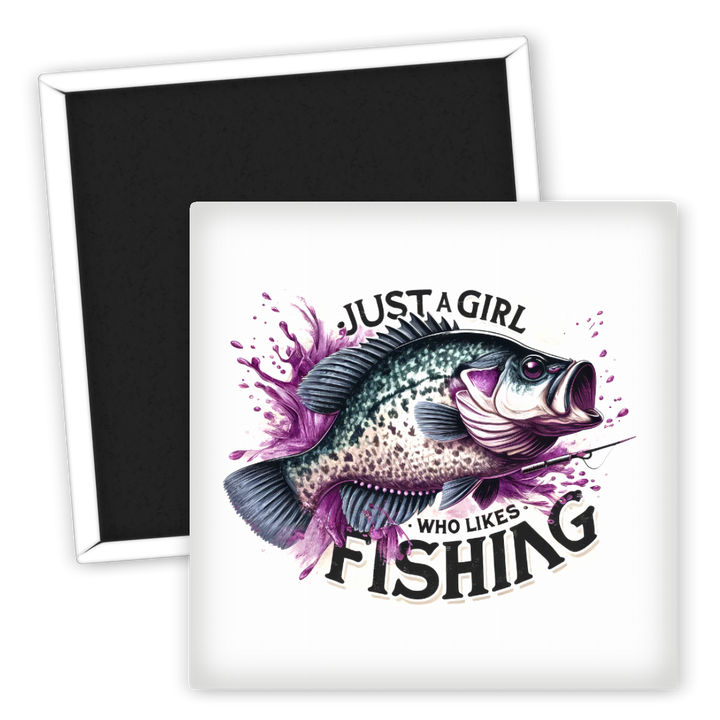 Zum Produkt Kühlschrankmagnet Just a Girl Who Likes Fishing Angeln Motiv