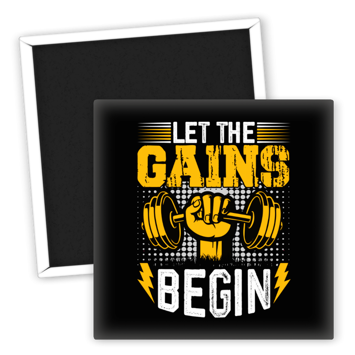 Zum Produkt Fitness Kühlschrankmagnet Let the Gains Begin Motiv