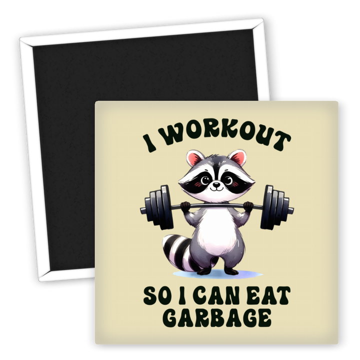 Zum Produkt Kühlschrankmagnet Fitnessmotiv Waschbär Workout Spaß