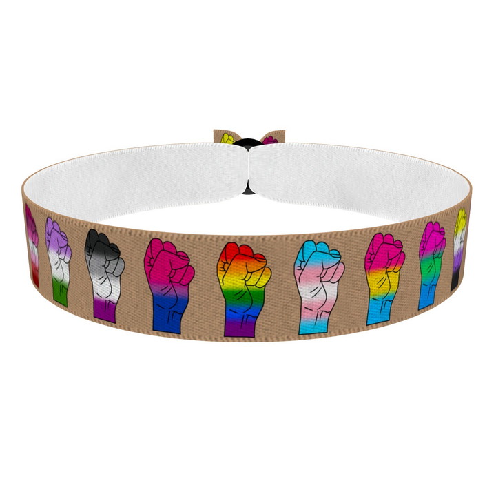 Zum Produkt LGBTQ Strong Together beige Stoffarmband