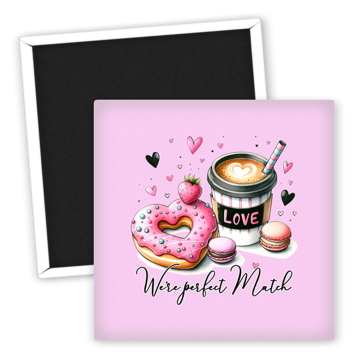 Zum Produkt Kühlschrankmagnet Liebe Kaffee und Donut Motiv Geschenkidee