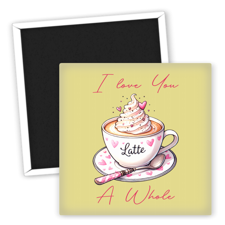 Zum Produkt Kühlschrankmagnet I Love You Latte mit Herzen Motiv