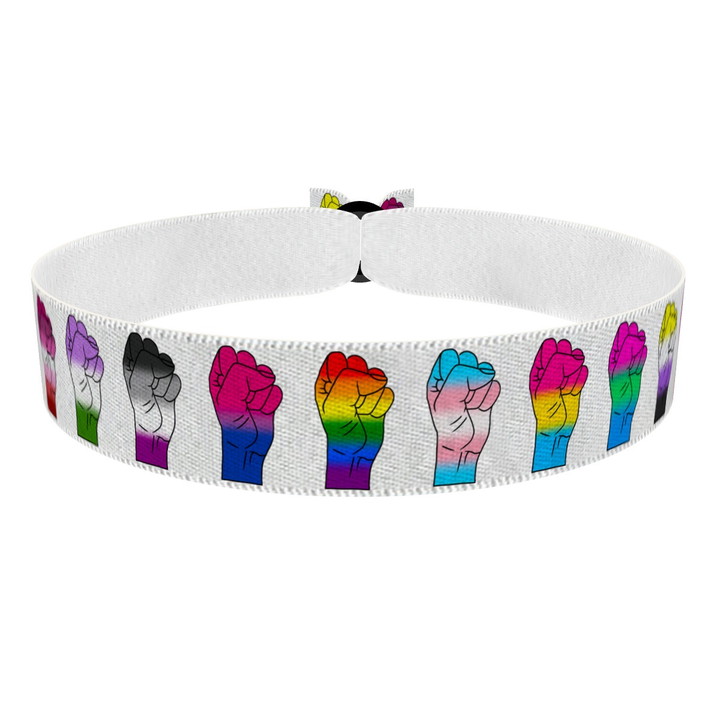 Zum Produkt LGBTQ Strong Together weiß Stoffarmband