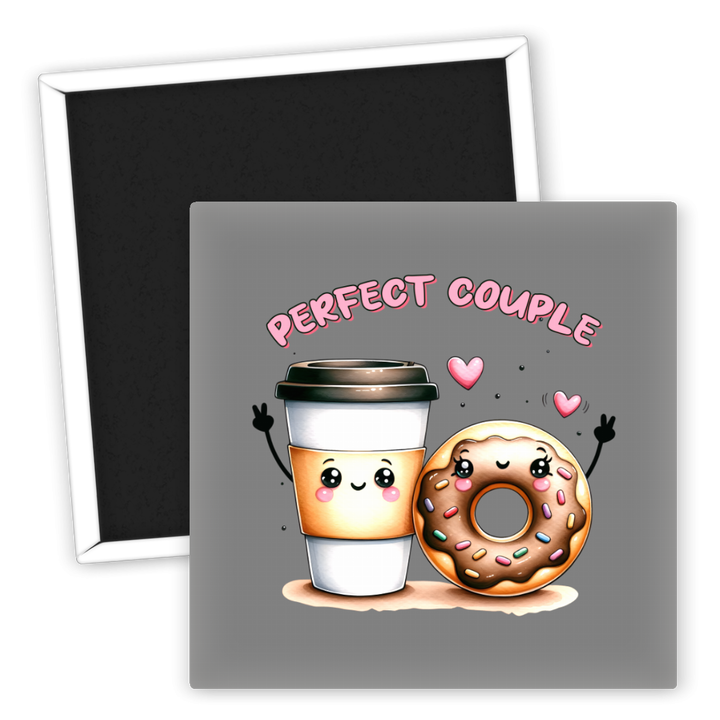 Zum Produkt Kühlschrankmagnet Perfect Couple Kaffee und Donut künstlerisch