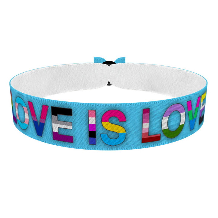 Zum Produkt LGBTQ Love is Love blau Stoffarmband
