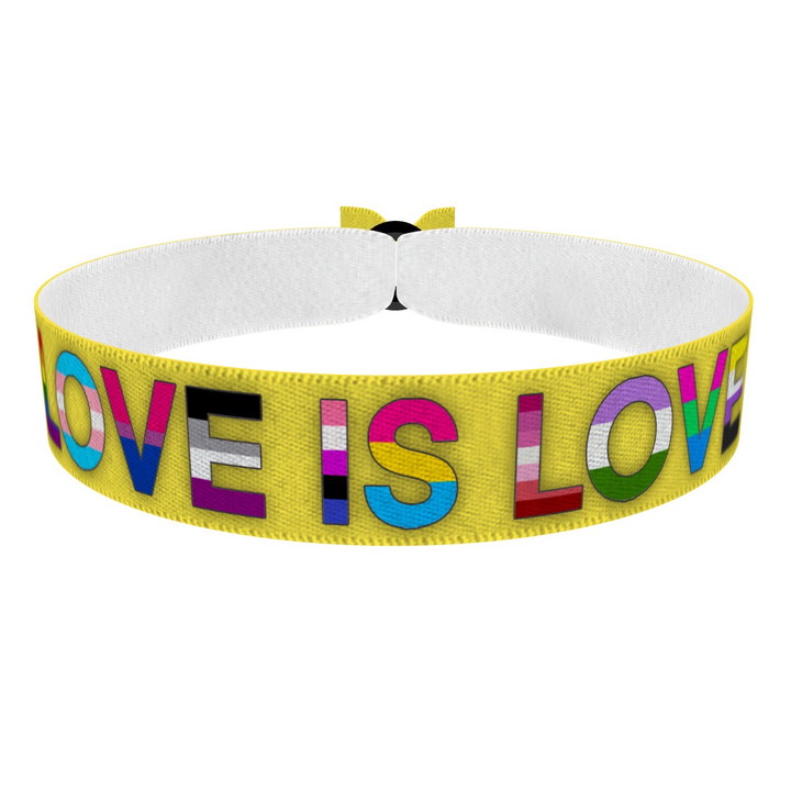 Zum Produkt LGBTQ Love is Love gelb Stoffarmband