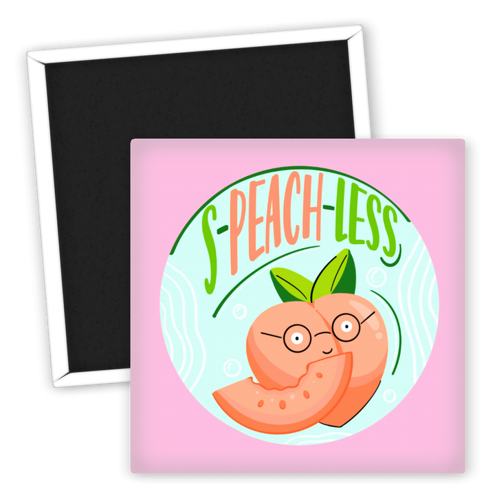Zum Produkt Hübscher Kühlschrankmagnet S-Peach-Less mit Pfirsichmotiv