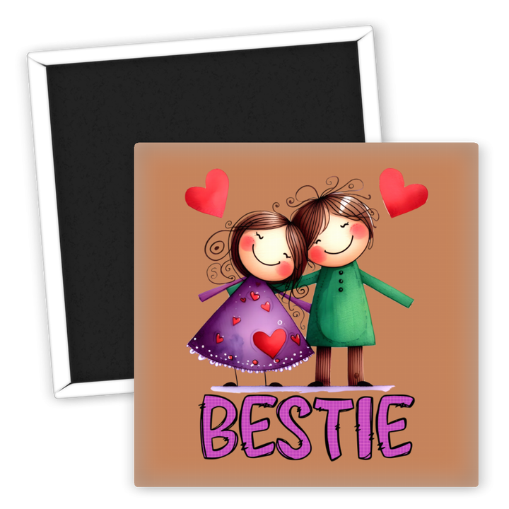 Zum Produkt Kühlschrankmagnet Best Friends Motiv mit Herzen und Kindern